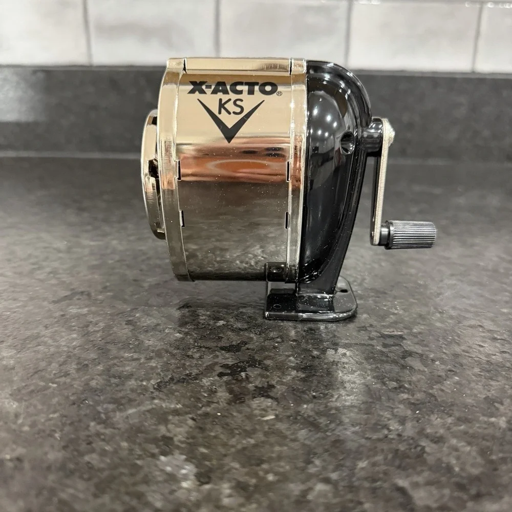 Pencil Sharpener Boston X-Acto KS Table Wall Mount Chrome School Hand Crank NOS